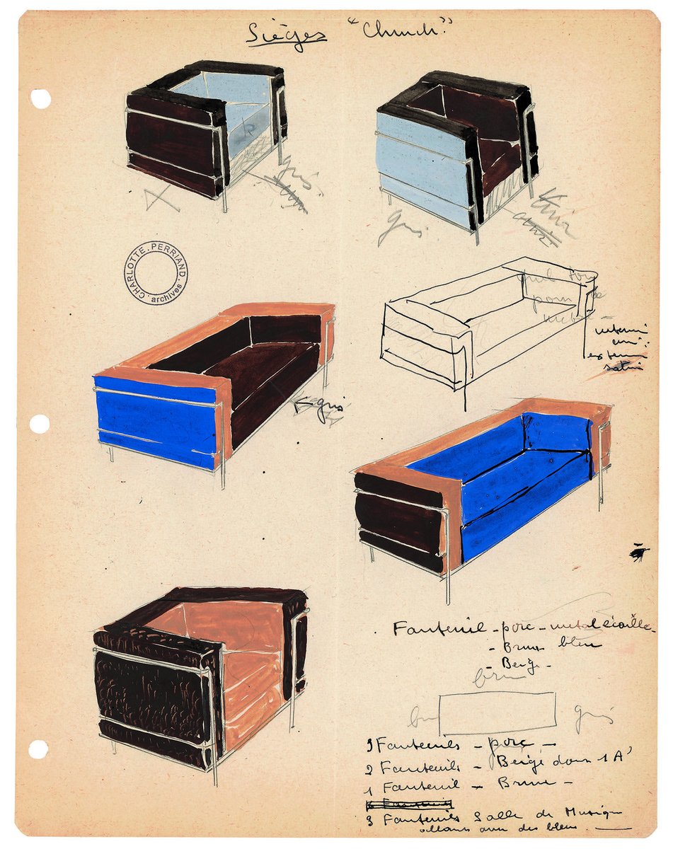 AisleOne's tweet photo. Furniture drawings by Charlotte Perriand, a pioneer of modernism. https://t.co/dhC0HI0G4q