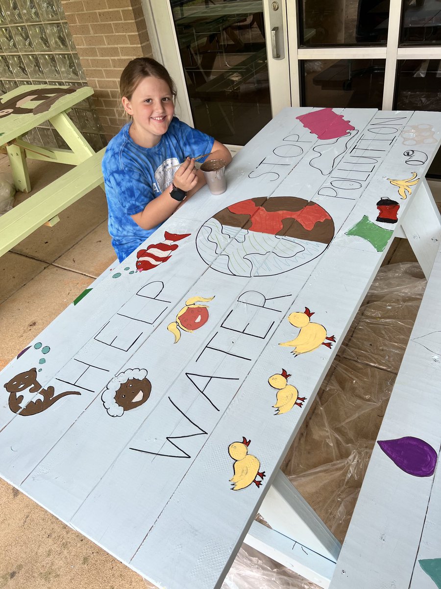 Third grade is working hard on their Better World Day projects. They’re painting benches that depict what they’ve learned about contributing to a better world. ⁦<a href="/ELeducation/">EL Education</a>⁩ ⁦<a href="/WCPSSLiteracy/">WCPSS PK-12 Literacy</a>⁩ ⁦<a href="/BaileywickWCPSS/">Baileywick Elementary</a>⁩