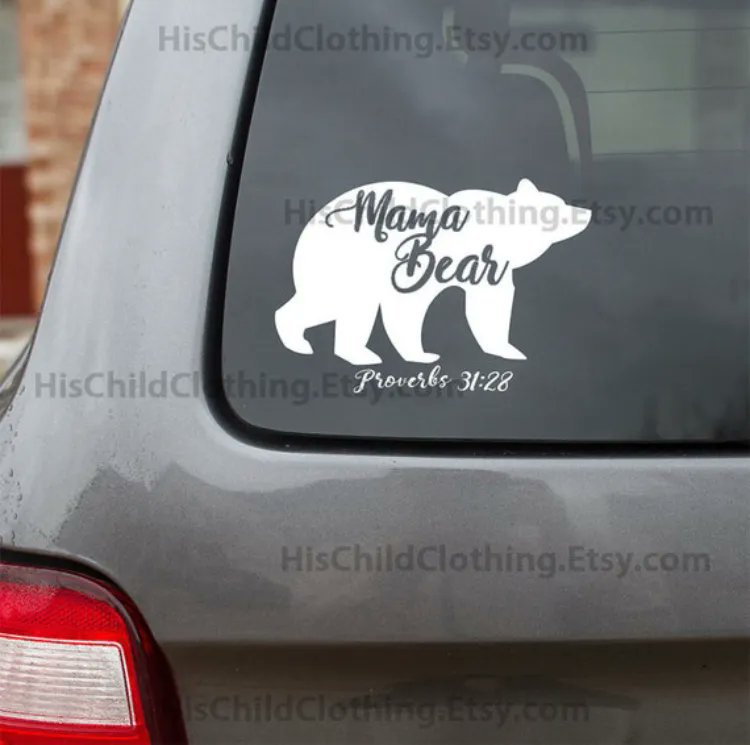 His_ChildShirts's tweet photo. Is your mom a mama bear?
Get this mama bear decal for her car so others know not to mess with her cubs.

￼https://t.co/ooEI5ndjSP

#mamabear #bear #bearsticker #mamabearsticker #momsticker #momdecal #carsticker #sticker #proverbs31 #decal #cardcal #jesussticker #mama #MothersDay https://t.co/TULs8jKXXd