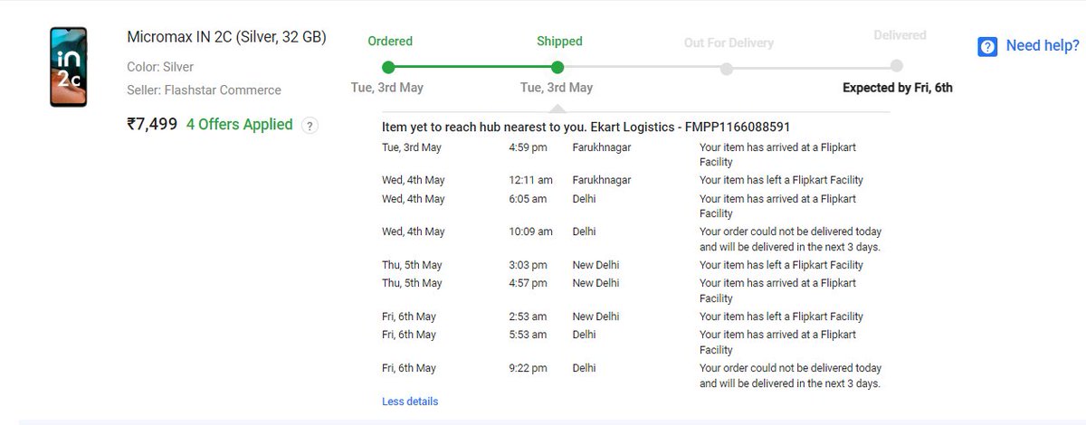 ParshantHadala's tweet photo. I had a horrible experience with @Flipkart . I ordered @Micromax__India  Smartphone on 3rd May but still didn't receive my order. There is no clarification through Flipkart.🙁 https://t.co/MOeE0domeA