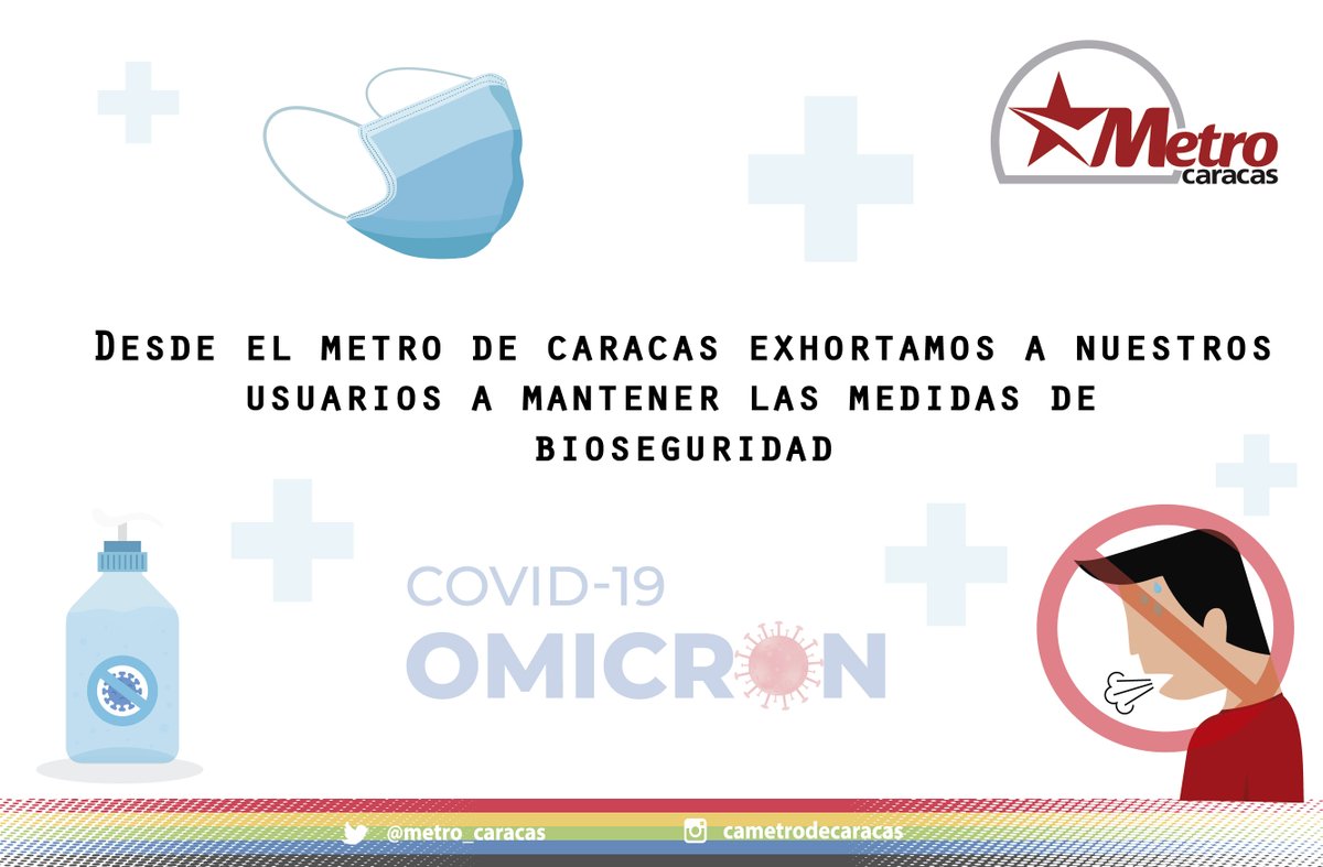 #LaPrevenciónEsLaClave 😷 El pueblo venezolano debe permanecer alerta ante el #COVID_19.

Desde el <a href="/metro_caracas/">Compañía Anónima Metro de Caracas</a> exhortamos a mantener las medidas de bioseguridad, que es la clave para nuestra salud.

¡Cuidémonos!

<a href="/NicolasMaduro/">Nicolás Maduro</a>
<a href="/NestorLReverol/">Néstor Reverol</a>
@HAbreuMRT