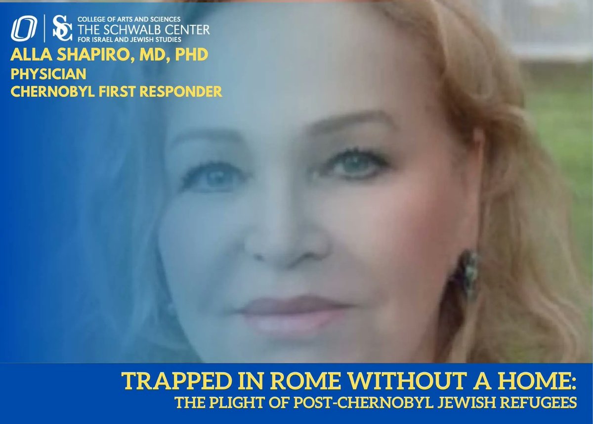 SchwalbCtr's tweet photo. Join us for a luncheon discussion and book signing where Dr. Alla Shapiro will discuss her experiences as a stateless refugee in Rome fleeing the Soviet Union after Chernobyl, on Thursday, May 12 starting at 12 noon at the JCC. Please RSVP by May 10 at https://t.co/JYYq7B1cnU https://t.co/HHkxx3MeKB