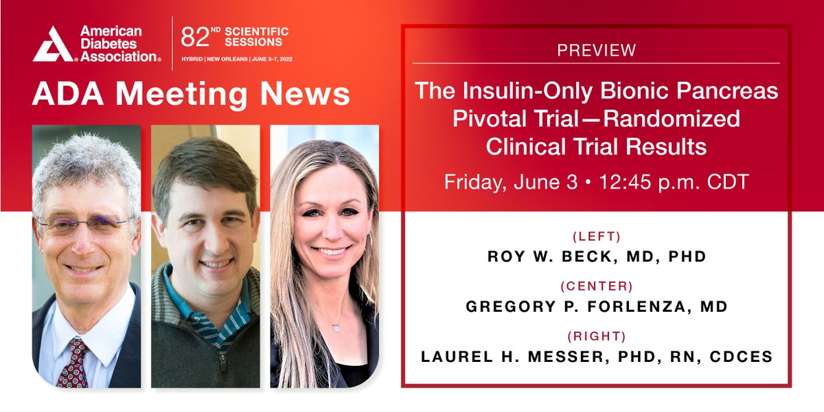 ADA_DiabetesPro's tweet photo. At #ADA2022, presenters will report the latest trial data on the first automated insulin delivery system to move beyond the hybrid closed loop stage. Preview in ADA Meeting News: https://t.co/wZ1ee0EVa5 @laurelmesser https://t.co/7nmtS2swFJ