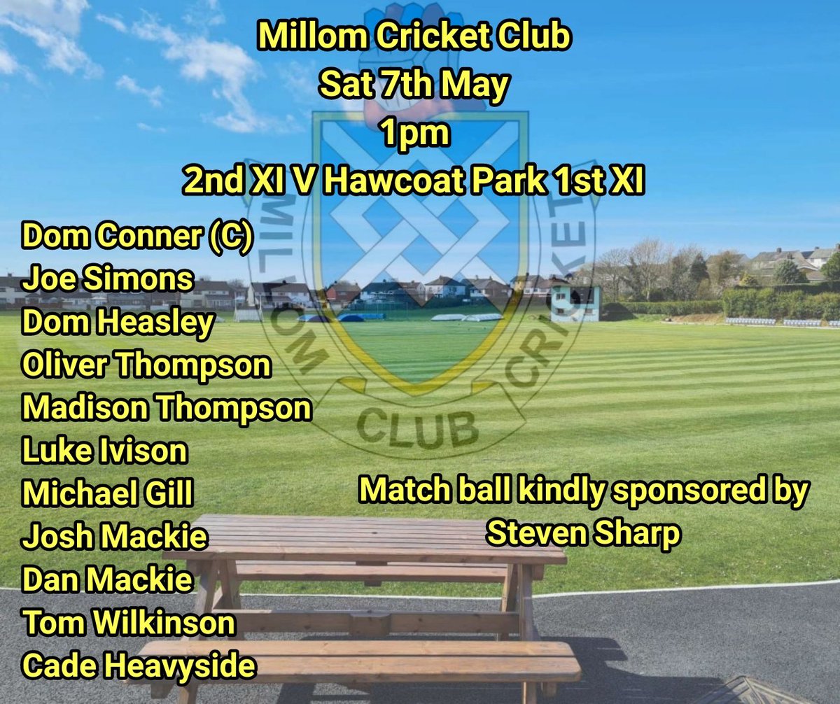 Millom_CC's tweet photo. This weekend's team news. Good luck to both teams especially to the 2nd team making their debut in Division 1 🏏🏏 https://t.co/FNLOrTGpys
