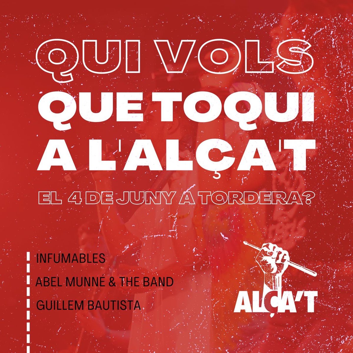 AlcatMJ's tweet photo. 😏 Qui vols que obri la nit de concerts de l’Alça’t 2022? 🎉

🔥 El 4 de juny hi ha un concert pendent per confirmar, i el decidiu vosaltres! https://t.co/JcL5jOjweD