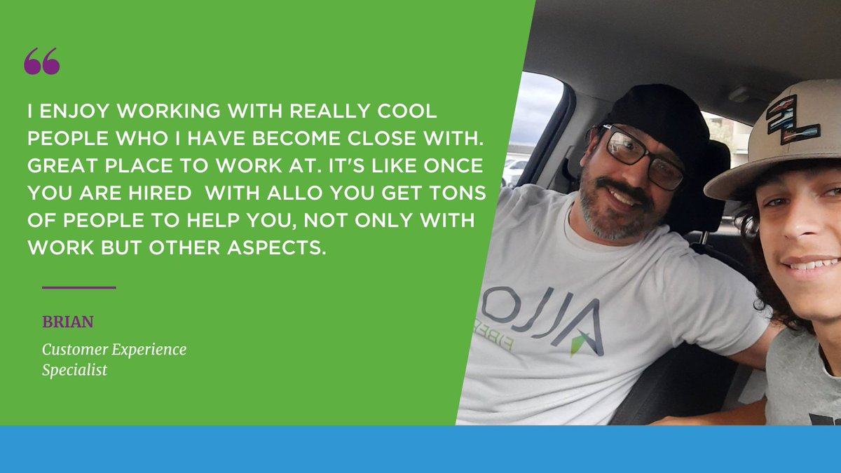 AlloFiber's tweet photo. Meet Brian! 👋 He has been rocking with our Customer Experience Team since he started at ALLO five years ago. 

When we asked folks what best describes Brian, his #FiberFam described him as exceptional, kind, outgoing, supportive, and a big team player. 😄
#InsideALLO https://t.co/UDubCrfIA3
