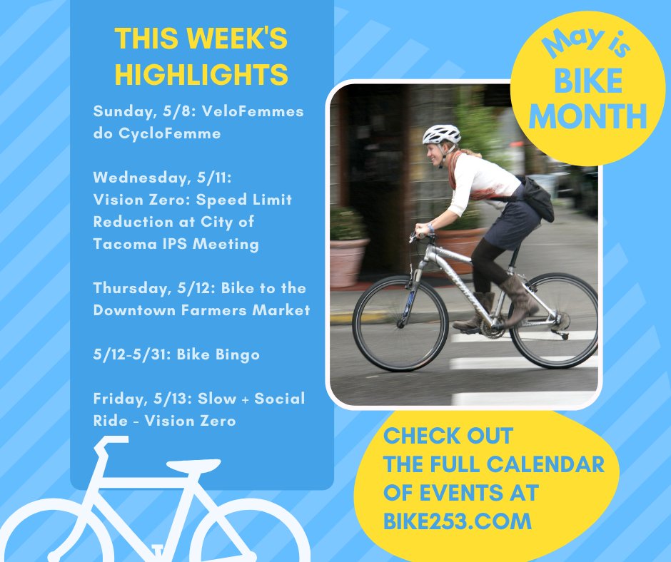 We hope everyone had a fabulous 1st week of Bike Month🚲! Our partners at <a href="/VF253/">VeloFemmes</a>, <a href="/CityofTacoma/">City of Tacoma</a>, <a href="/DowntownOntheGo/">Downtown On the Go</a>,  &amp; <a href="/2ndCycleTacoma/">2nd Cycle</a> have a fantastic slate of events lined up for the week ahead, we hope you can join them! Check out the full calendar at bike253.com.