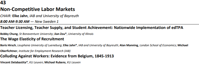 BobbyWYChung's tweet photo. If you are joining #SOLE2022, stop by our session on Sat morning. @jian_tt will present our paper about how #edTPA (a new teacher license exam) affected teacher supply and students.
We have new results adding to the earlier draft. Look forward to your feedback! #EconTwitter https://t.co/NSBGGvtW1H