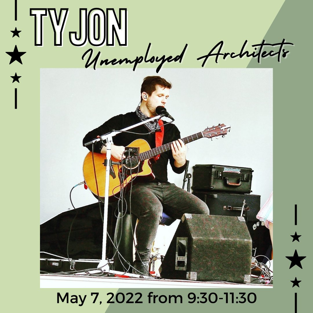 Updated Music at the Market: TyJon of Unemployed Architects will be kicking off our music at the market tomorrow! We are thrilled to have him as the soundtrack to our first market of the season! He will be playing at the market tomorrow from 9:30-11:30 am.