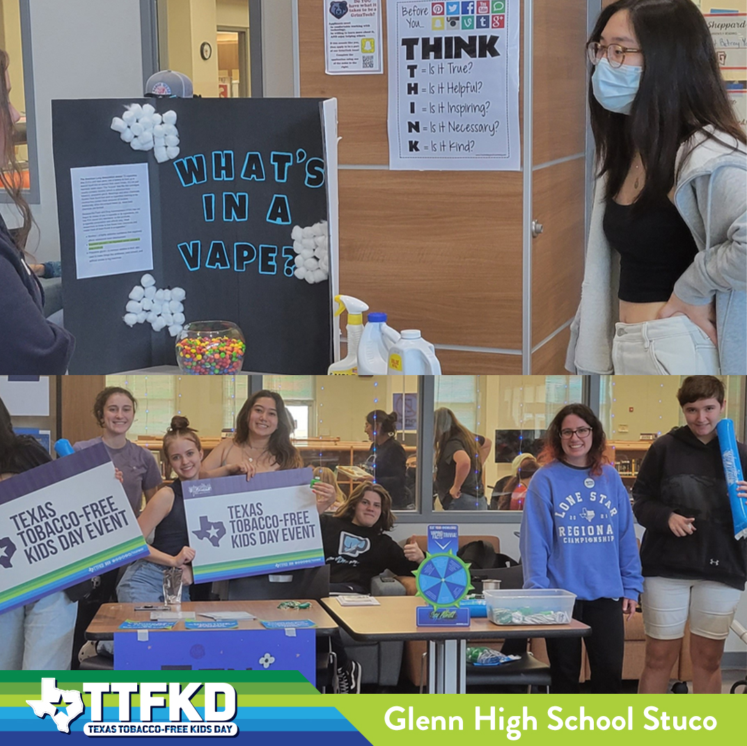 TxSayWhat's tweet photo. We are amazed at the wonderful Texas Tobacco-Free Kids Day projects youth groups across the state completed in April! Report any projects you complete for a chance to be featured on our social media. #majorKEY #KEYtosuccess #TTFKD (1/2) https://t.co/0gdExjNeXR