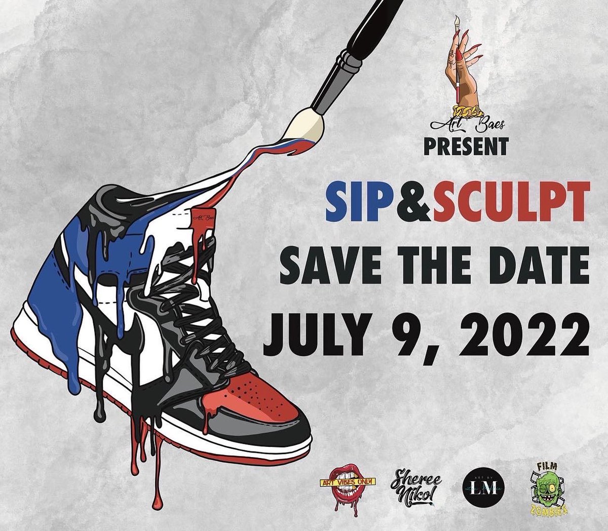 thisjazzyrican's tweet photo. SAVE THE DATE! 
Sip &amp; Sculpt will be July 9
You’ll be able to customize your own statues like AJ1, AJ11, &amp; more. Tickets will be very limited &amp; go on sale next month. 

See you then 🙌🏽

#dallas #sneakers #sneakerhead #dfw #jordans #retro #kicks #paint #art #artbaes #sipnsculpt https://t.co/EGwAGOinir