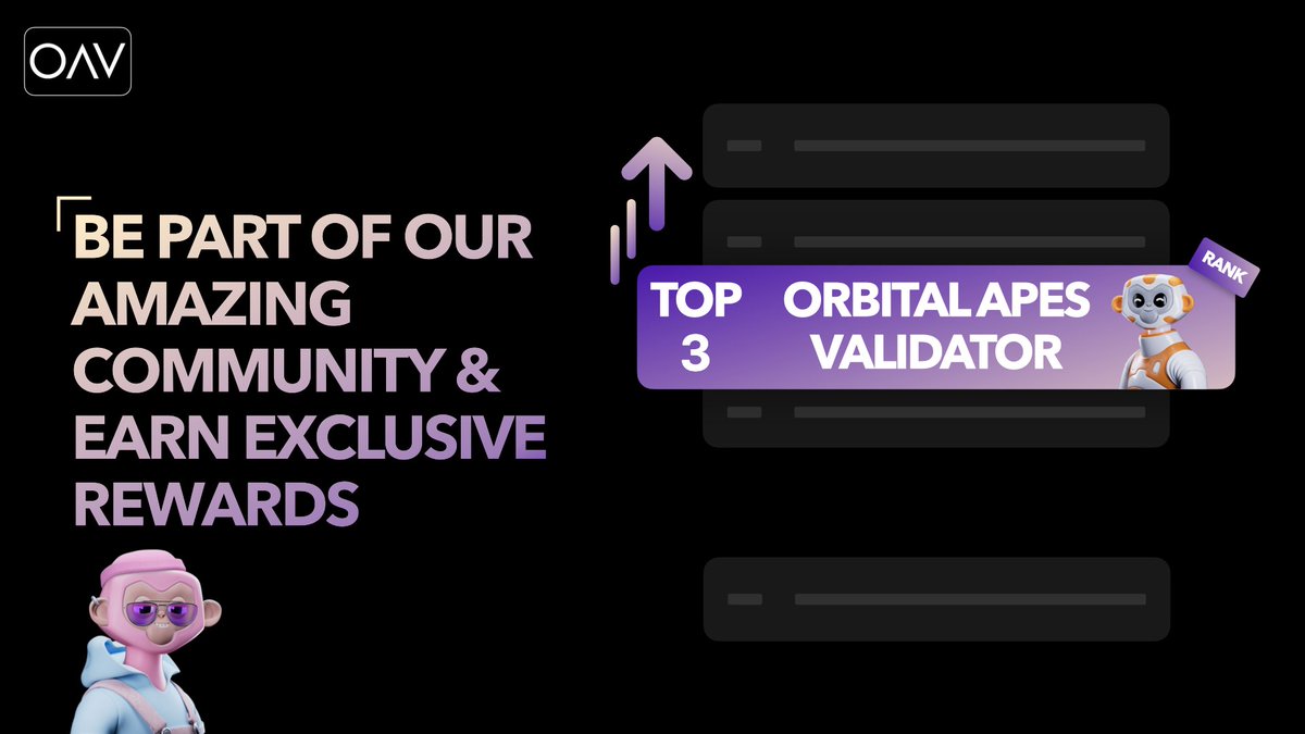 Apes! We made it! 🎉🎉

In just 7 days, our Validator is now 3rd largest on <a href="/EvmosOrg/">Evmos // evmOS ☄️</a> 

Stake with us at bit.ly/OrbitalApesSta…

And get:

👉 $OAV 🪂
👉 2x $CLND 🪂
👉 Ape holders get 50% of fees!
👉 Delegator role (Announcement Soon 👀)
👉 Free NFTs and Tokens!

Keep Aping 🦍🍌