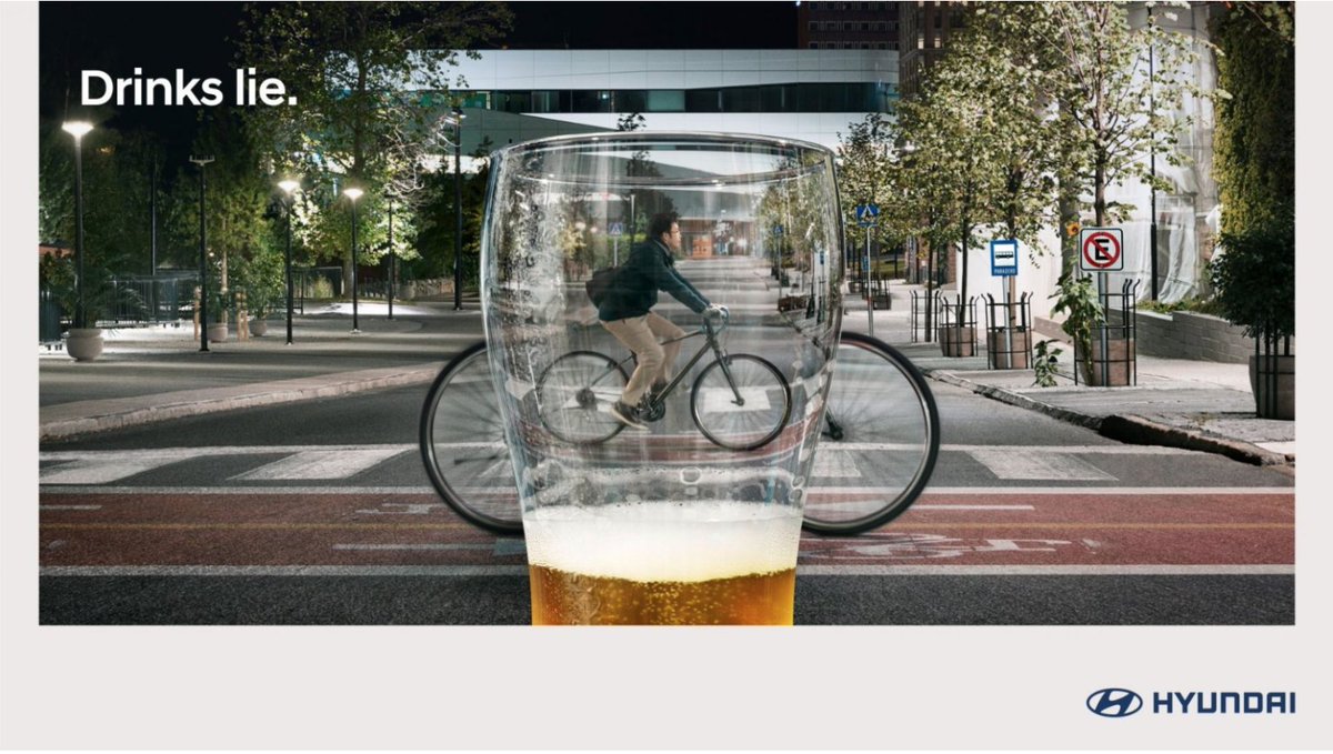 visual_living's tweet photo. “With the aim of raising awareness about the importance of not drinking alcohol when driving, Hyundai and Arena by Havas created the campaign “Alcohol lies”, made up of graphics that reflect the effect produced by drunk driving.” #creative #artwork #drinking #Hyundai #photography https://t.co/u465QjsRRv