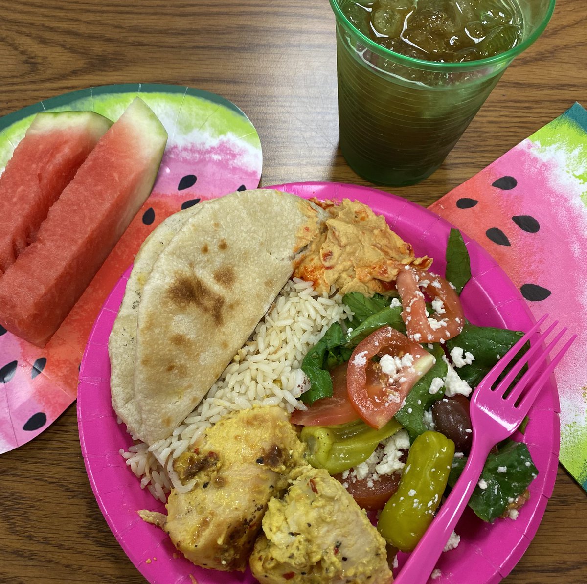 NISDLeonSprings's tweet photo. What a great way to end the week! Thank you PTA for honoring our teachers and staff this week!💚🍉 #LSEGrows #TeacherAppreciationWeek @graciemespinoz4 @Jkuhlmann4567 https://t.co/VeodDgzltD