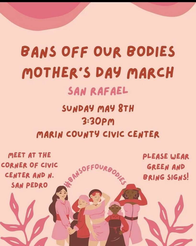 Peacefulli_inc's tweet photo. Roe V Wade rally this Mother’s Day (Sunday)! 3:30pm at Marin County Civic Center. Wear a mask and stay safe! #roevwade #bansoffourbody #roevwadeprotests #bayarea #bayareaprotest #peacefulli https://t.co/3R9Ycoo3ZZ https://t.co/fW8fhNaDSf