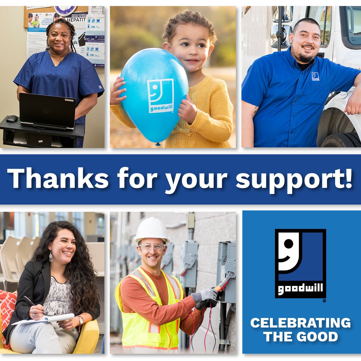 goodwillcfl's tweet photo. As #GoodwillWeek comes to a close, THANK YOU for your donations &amp; purchases at your local #GoodwillCFL thrift store and Donation Xpress Centers. Thanks to your support, we can provide the skills training and assistance people need to find good jobs, and achieve their goals. https://t.co/S8rX4vvl1h