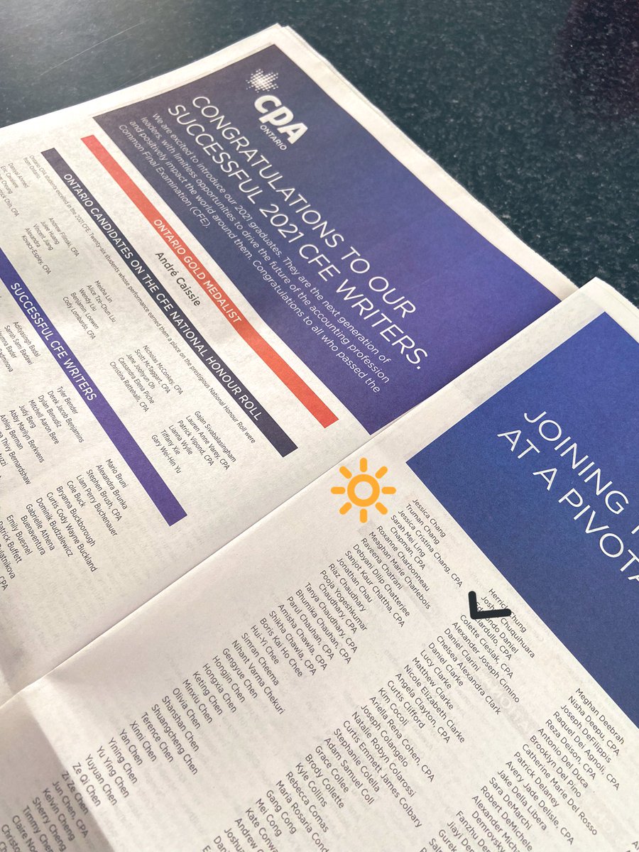 jesssicacc's tweet photo. Bought a copy of the Globe and Mail first thing this morning. Found my name! Check!! ✔️✔️✔️👩🏻‍💼#CPAOGrad https://t.co/TfKcA2KgTu