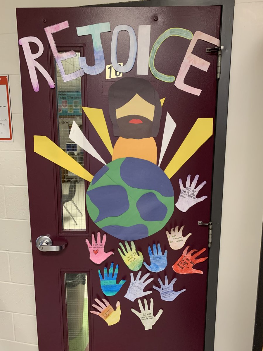 camaceschool's tweet photo. Door Decorating to the five sub themes of Catholic Education Week: Rediscover, Rebuild, Restore, Renew, Rejoice. @HWCDSB #CatholicEducationWeek https://t.co/wGzJjXE0jD