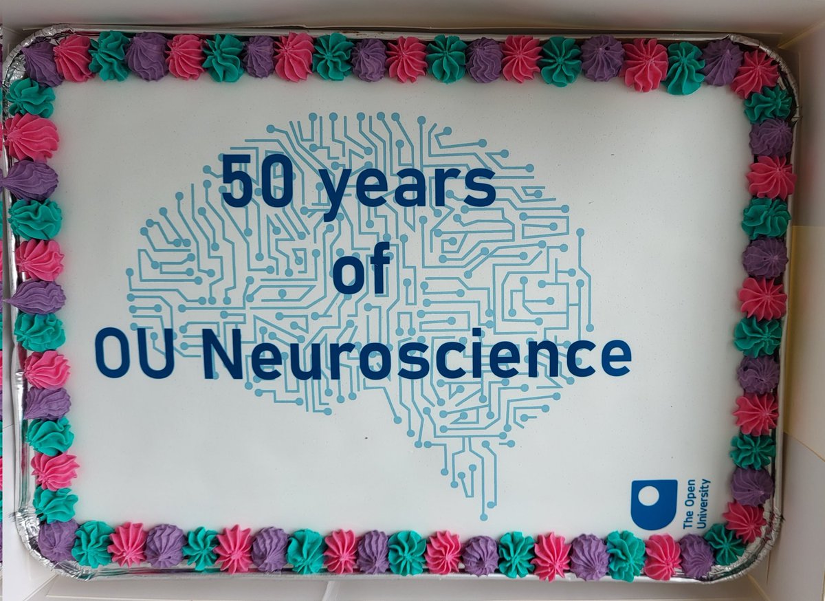 DrEllieDommett's tweet photo. When I started as a neuroscience AL in 2004 I was a broke PhD student. I used to go to the OU staff development events in Leeds to eat cake - I once got a whole Victoria sponge that was spare to take home. The @OpenUniversity celebrated neuroscience today with cake #neurOpenU https://t.co/4iM0RNeGGr