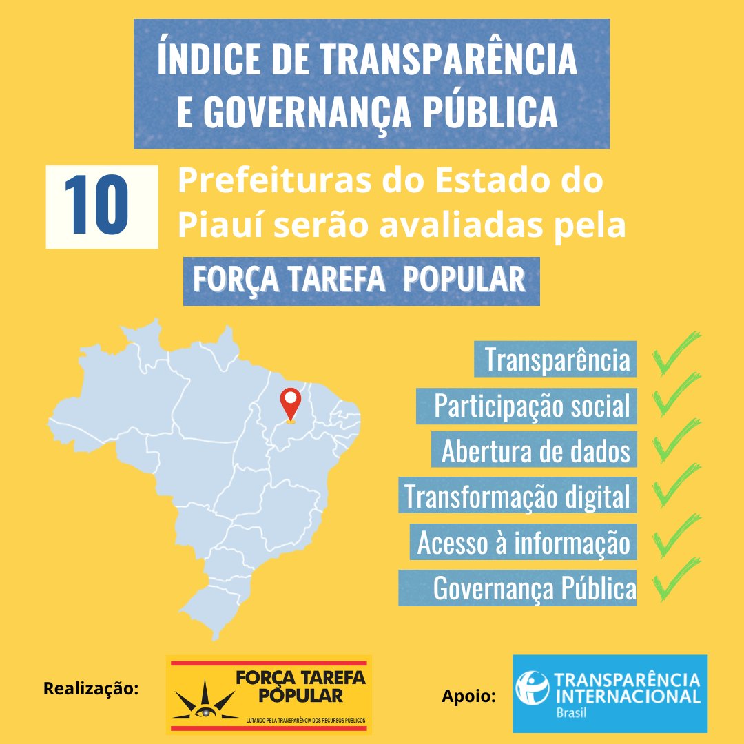TvVenceremos's tweet photo. Força Tarefa Popular avaliará transparência e governança pública de 10 municípios do Piauí. O Índice de Transparência e Governança Pública (ITGP), nome da iniciativa, utilizará a metodologia desenvolvida pela Transparência Internacional - Brasil. https://t.co/VGxQhVNyOY