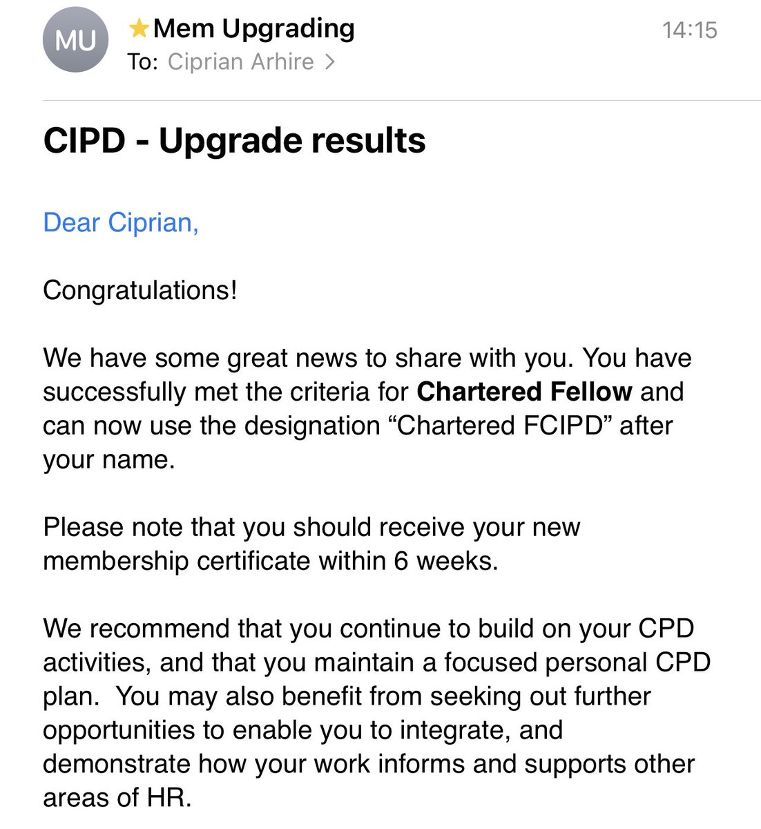 Ciprian_Arhire's tweet photo. Letβs share some exciting news with my peers!
Huge thanks to everyone who supported, mentored and guided me through my career and learning! @cipdbranches @cipdlondon @cipd https://t.co/f02KPYGCtJ