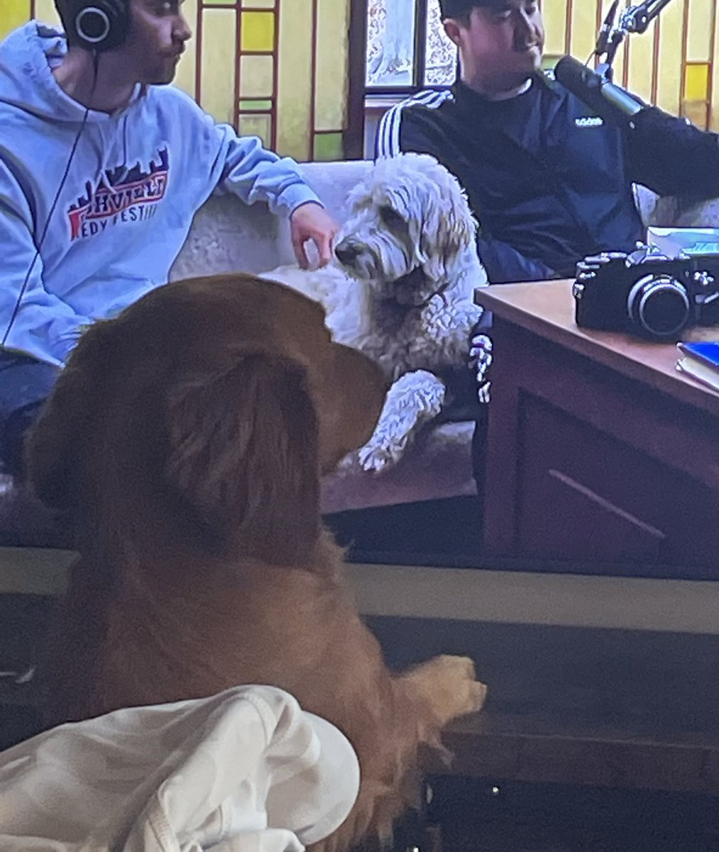 cameronhottle's tweet photo. Even young Murphy peeps the cast. @MSsecretpod @mattwritesbooks @Shanemgillis @louisCK_Comedy @shwangardini https://t.co/WqWiFKlEY9
