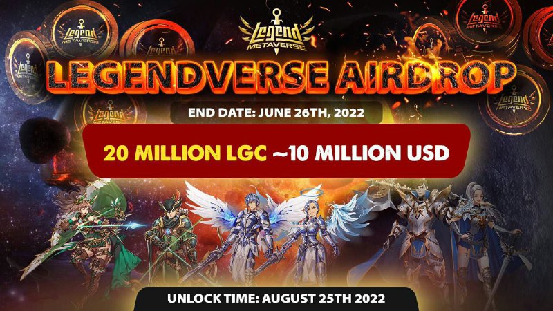 Airdrop2e's tweet photo. 🔥 Instant #Airdrop: LegendVerse (LGC)
🏆Total Reward : 20M $LGC 
⭐️ Reward : 1000 $LGC
👥 Referral : 200 $LGC
✅ Airdrop Link : https://t.co/oxg7yLmKOO
📥Distribution : Within 72 hours
📅 End: 26/06/2022
🔹 Contract Address : BEP 20  0x82e24Df23feC2792Bb49E9306fE03AeeF2315Bd9 https://t.co/yQQxnfxXau