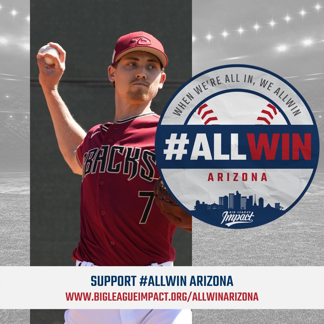 When we're all in, we #ALLWIN! Join me in donating to @considerthelilyinc for every hit from the @dbacks offense and strikeout from @dbacks pitchers this season. 
Help me make a big impact in 2022 by joining me with a pledge or flat donation of your own at bigleagueimpact.org/allwinarizona