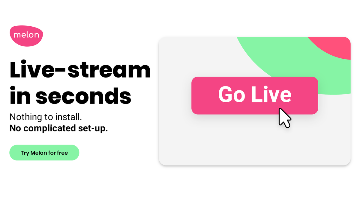 melonappcom's tweet photo. If you're looking for the fastest and simplest way to start live streaming, look no further than #MelonApp!
No downloads are required for you or your guests - it's that simple!
⬇️ Get started today ⬇️
https://t.co/t2n2lPufn1 https://t.co/p8dIkRy073