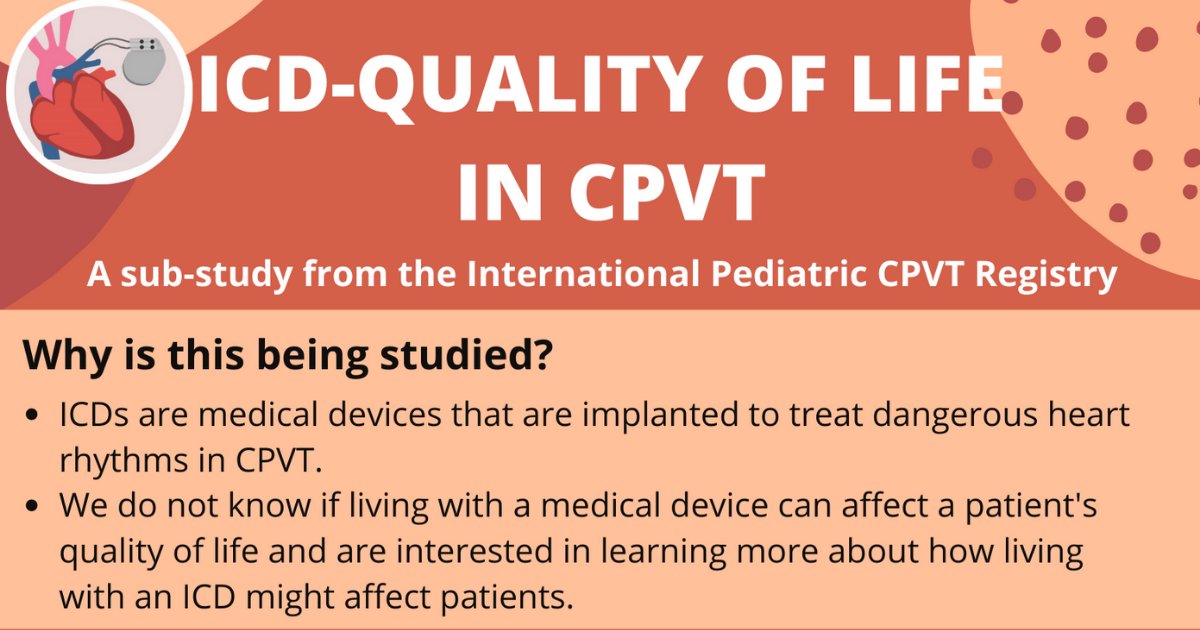 fiacardiac's tweet photo. Research alert for children &amp; teens ages 5-18 years old with #CPVT! 

The International Pediatric CPVT Registry based at the @BCCHresearch has 2 new studies on physical activity and #ICD quality of life.

Learn more at https://t.co/iMO44v0jjd.

@DrSanatani https://t.co/1QW5ZP2ibz