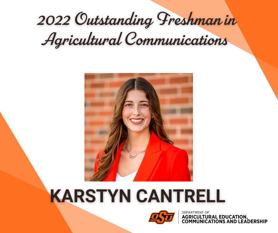🎉Congratulations to Karstyn Cantrell for receiving the 2022 Outstanding Freshman in Agricultural Communications award!