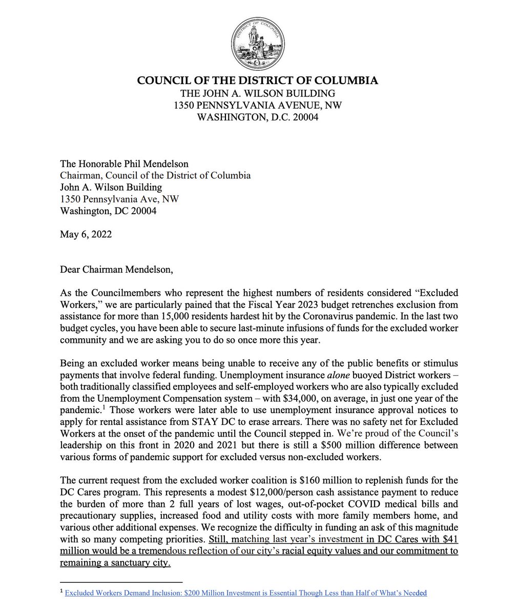 CMLewisGeorgeW4's tweet photo. The true measure of a just recovery is whether we stick by our most vulnerable neighbors through the end of the crisis. Many excluded workers are still struggling from the devastating impact of the pandemic.

@BrianneKNadeau and I wrote in support of aiding DC's excluded workers. https://t.co/ObsgXFa44n