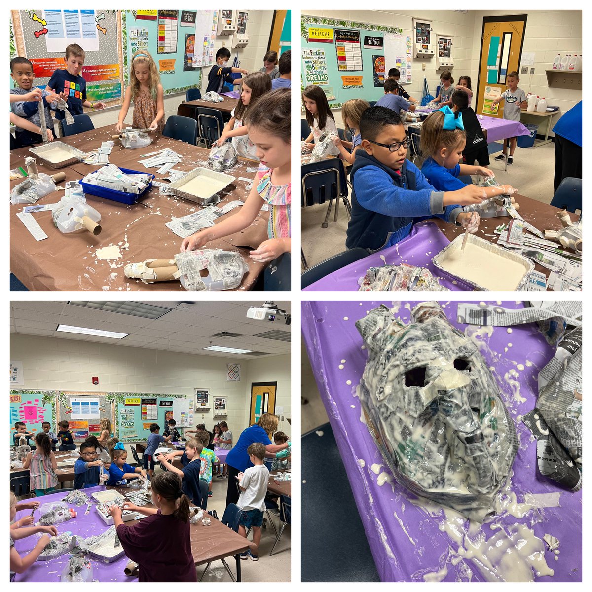 ClatterbaughS's tweet image. These AIMazing 1sties creating paper mache masks representing their best smarts.  Such creativity and justification!  We love Friday’s!! @AIMazingPage @CherokeeSchools #somessy #mymomsaytoomessy #multipleintelligence #gooeyfun #firstiefridayrocks