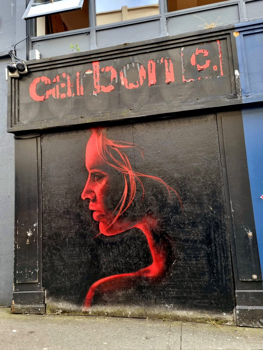 HardimansGalway's tweet photo. The ghost of Carbon past. Hoarding art, Eglinton Street. #davidspeeduk #Galway https://t.co/4vnpMK3nMv