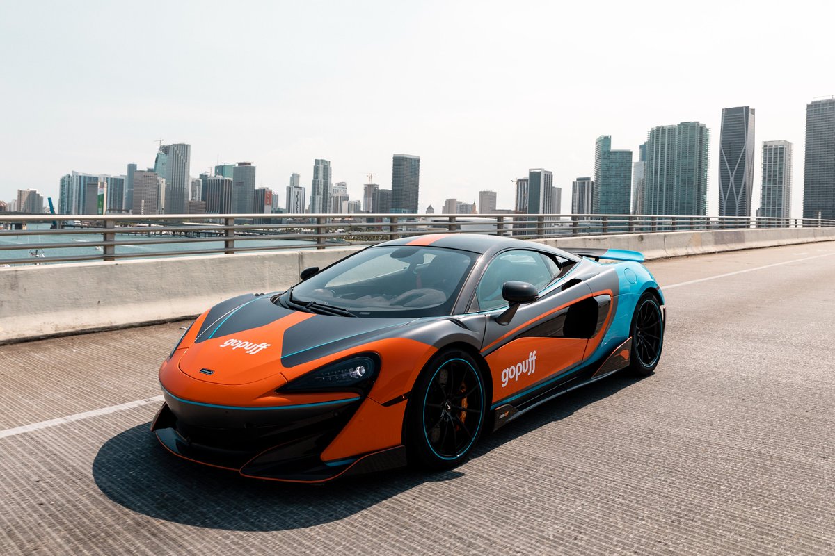 gopuff's tweet photo. when we said we were fast, we meant it. 🏁 #leaderofthepack #MiamiGP @McLarenF1 https://t.co/OBXjNEJKZd