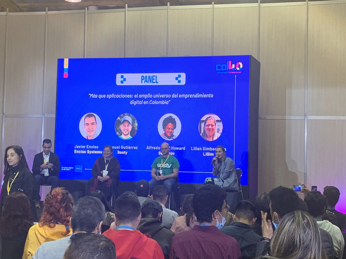 Col5punto0's tweet photo. Inicia el panel "¡Más que aplicaciones! El amplio universo del emprendimiento digital en Colombia" del track de Emprendimiento con @encisosystems, @Sosty_co @alhobril @sepiarov y @LilianSimbaque2. Regístrate en 📲 https://t.co/DGtICFGCA8 #Col40Viernes #Colombia40 https://t.co/19JXCUNHC1