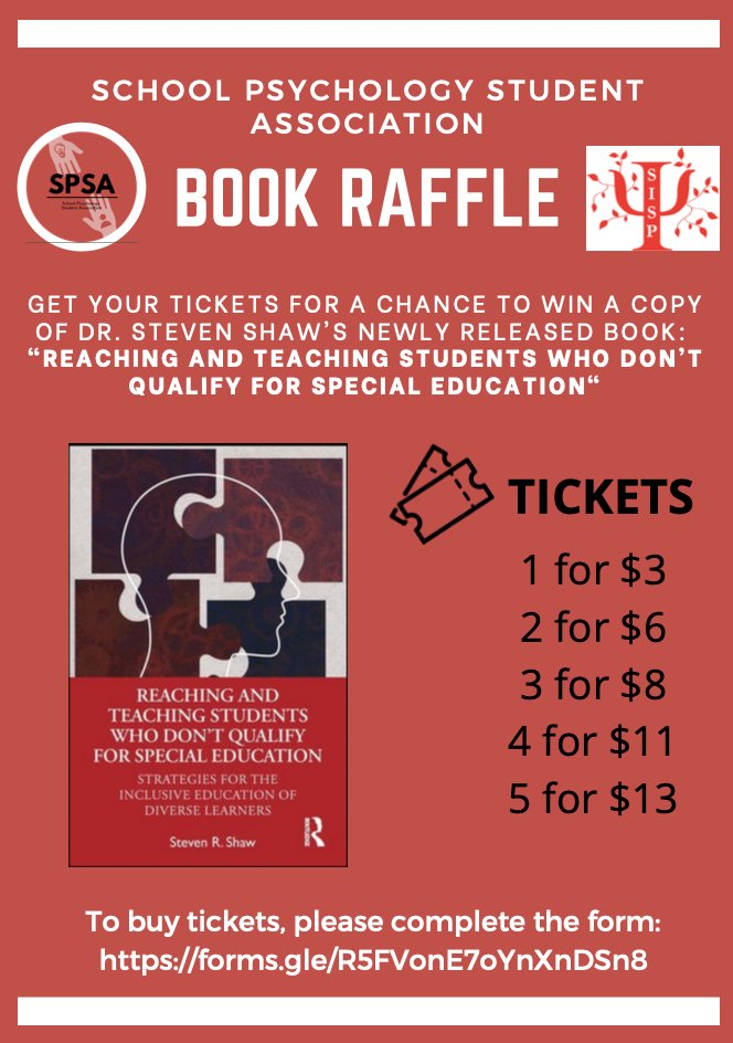 McGill_SISP's tweet photo. We are raffling off Dr. Steven Shaw’s new book "Reaching and Teaching Students Who Don’t Qualify for Special Education."
Deadline: May 31st
To purchase tickets: https://t.co/w60voValqe

@Shawpsych https://t.co/gKm810cUsZ