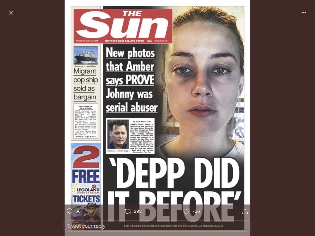MichB2mrs's tweet photo. @DrProudman Remember it well Dan Wootton wrote an awful article about her  in The Sun the same Dan Wootton that called Johnny a wife beater. The pictures didn’t look believable so The Sun photoshopped them. https://t.co/TMQAvw7ePw