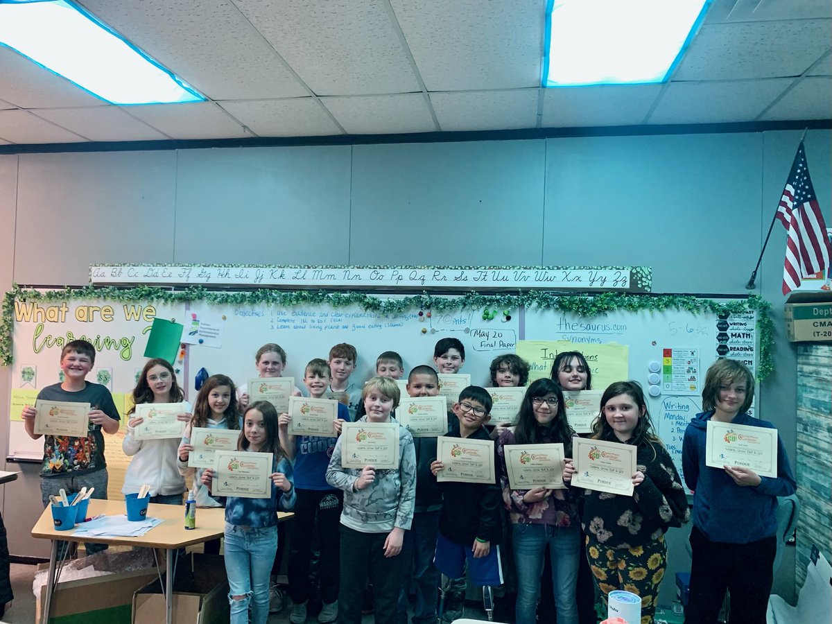 PurdueMiami's tweet photo. Congrats to Miami County’s newest group of Certified Junior Master Gardeners!
N. Miami Elementary’s entire 5th Grade completed the required 10 sessions of the Learn, Grow Eat & Go! Curriculum.
#ExtensionDoes #JMG #GrowingGoodKids @JMGKids #4HGrowsHere https://t.co/1qzwVM49Qs