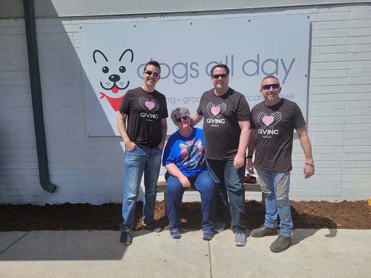 Schellman's tweet photo. Our furry friends were loved today, too! Our Salt Lake team had a wonderful time serving Ruff Haven Crisis Shelter. Gardening & beautifying the entrance to their facility. Thanks to Marisa & Kristina for allowing us to serve them as they serve UT families. #SchellmanDoG https://t.co/n9xFEZRdG4