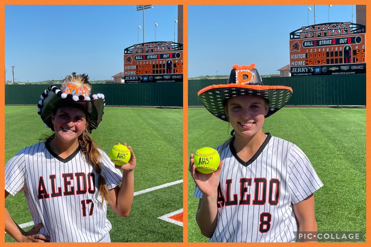 Gosset41's tweet photo. PLAYERS OF THE GAME for Aledo and Legacy Game 1 goes to @natouchet18 and @hull_presley. Nat gave up the only run in the first then went on to shut down the Broncos. Presley hit two doubles went 3-3 and drove in 4 runs. Game 2 tomorrow in Mansfield @LadycatSoftbal1 https://t.co/GOazeiFOla