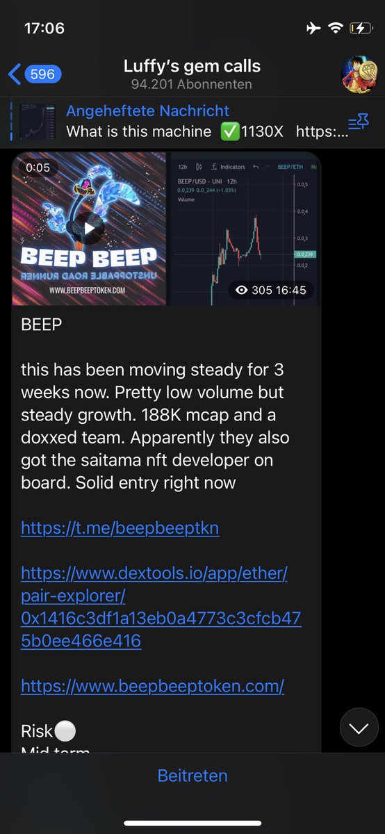 BeepBeep_Token's tweet photo. Luffys gem calls called us π¨π #1000Xgems #beepbeep_token #bigcall Join our Telegram : https://t.co/r0JaLySU00 https://t.co/pSFnJjINp4