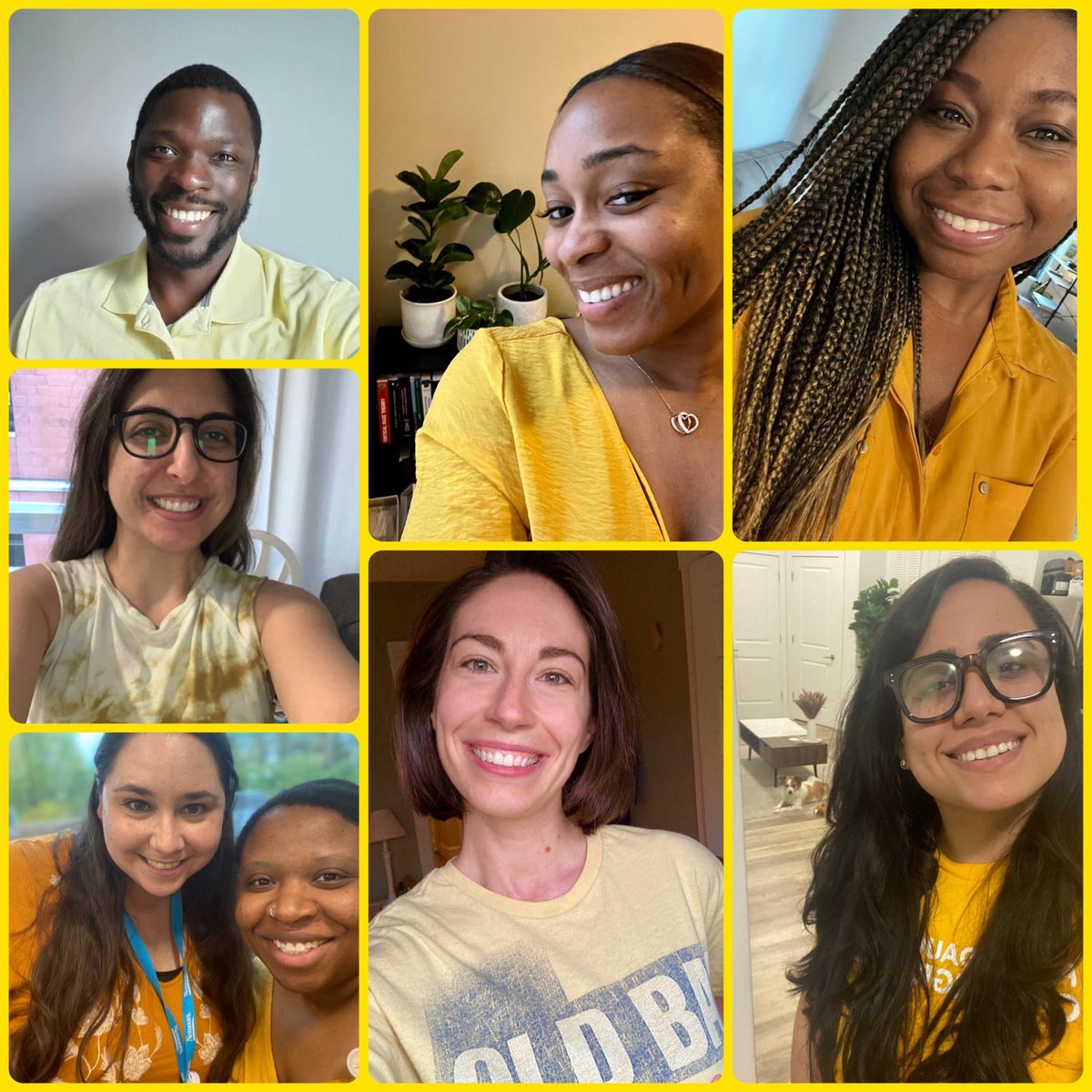 Y’all my residency cohort including @Kat_Zambrana <a href="/Alex__Monzon/">Alex Monzon, PhD</a> <a href="/ashnikmac/">Ashley Ramclam, PhD (she/her)</a>  <a href="/MoniqueCMcKenny/">Monique McKenny, Ph.D.</a> &amp; others not on Twitter are the BEST! They all wore yellow to help raise #OIAwareness on this #WishboneDay 💛  #OsteogenesisImperfecta