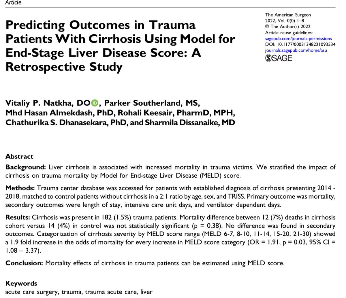 halmekdash's tweet photo. Our most recent publication (May 2022) in American Surgeon. 
https://t.co/HZu7XsInFC
Some statistical highlights 👇🏻😊 https://t.co/SY8PG0M8ag