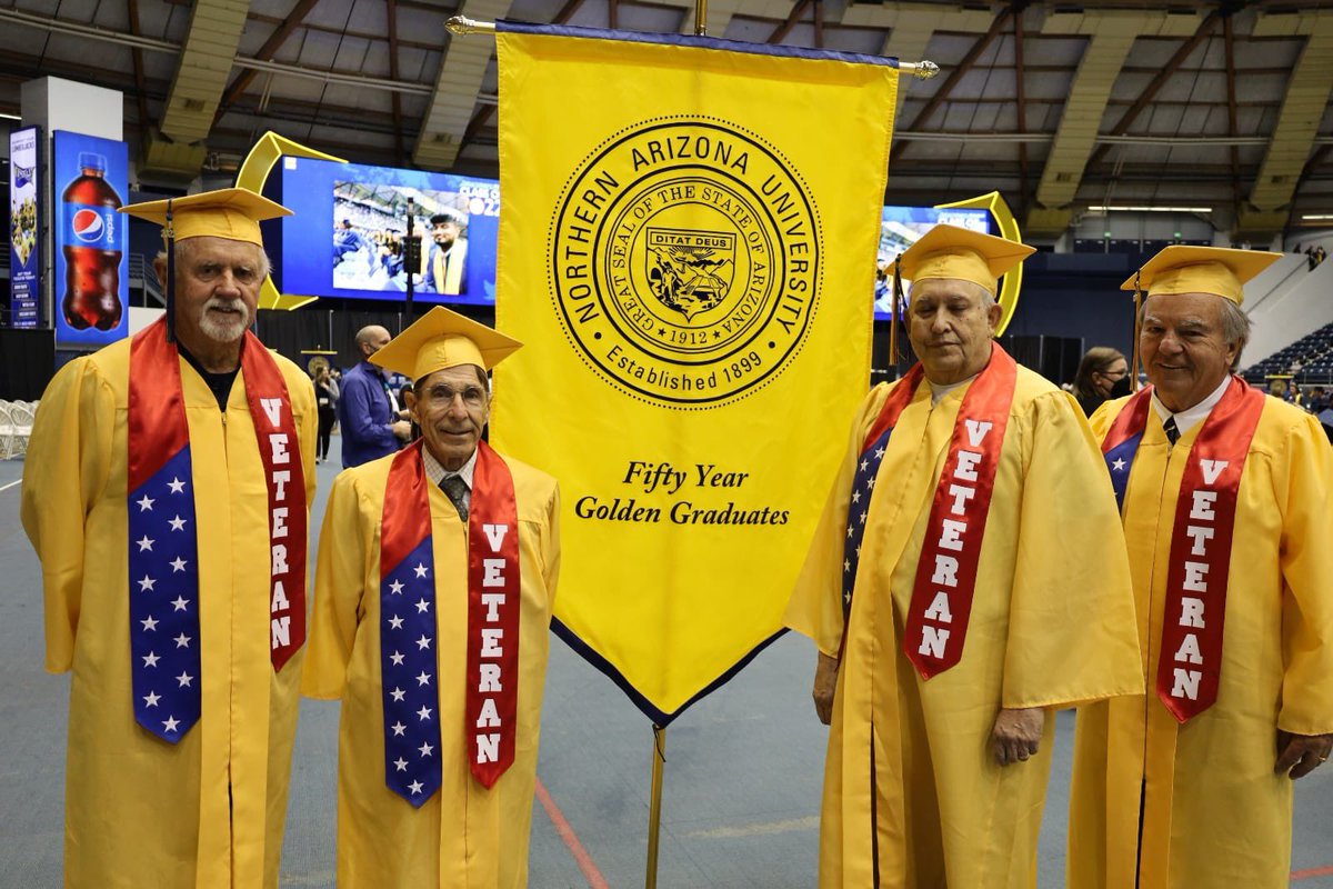 NAUAlumni's tweet photo. The Golden Graduates commemorated 50 years since their graduation by walking the stage again today.
@NAUβs tradition of excellence transcends generations, and so does the love for True Blue and gold ππ #NAUGrad #TrueBlueNAU https://t.co/rW0dAGeZnB