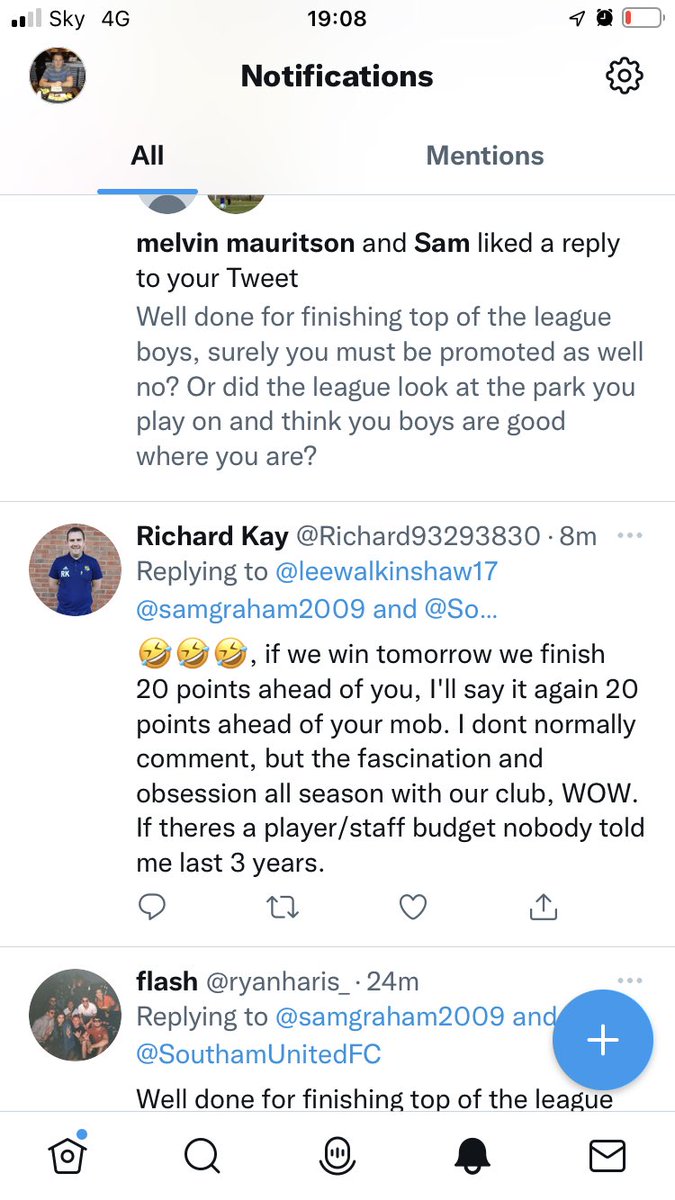 samgraham2009's tweet photo. ⁦@SouthamUnitedFC⁩ your manager is such a thick cunt he thinks you finished 20 points above us 😂😂😂😂😂😂😂😂😂😂😂😂🤦🏼‍♂️🤦🏼‍♂️ https://t.co/amvmISlTY6