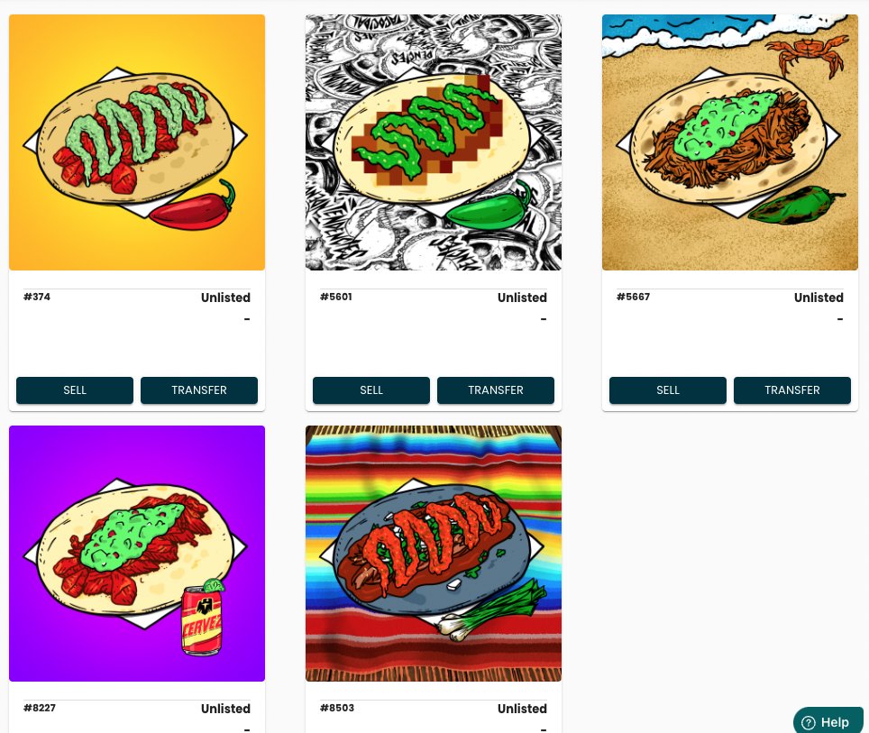 bjstein's tweet image. ¡Hijole! Cinco @taco_nfts por favor caballero. 
Shout out to amigo/tacorati @icpjesse for the smooth  #internetcomputer mint and @tacocidal_ for the 🔥 art. Get yours at entrepot.app/sale/taconft