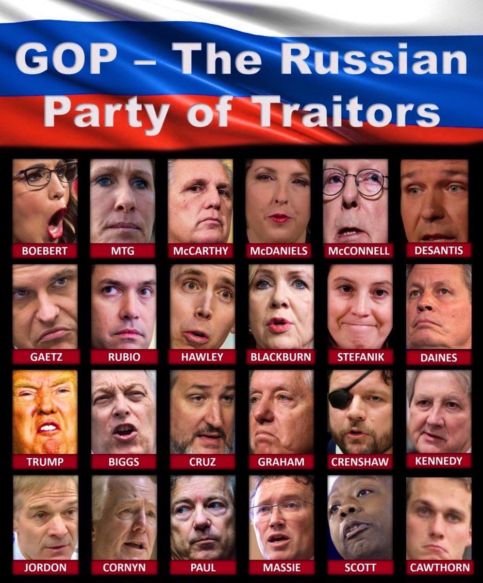 mostra4u's tweet photo. #VoteBlueIn2022
#TheRussianTraitors
#VoteThemAllOut2022
#DontForgetTheirNames
#WeThePeopleWillJudgeYou https://t.co/tWCn4wKh4Z