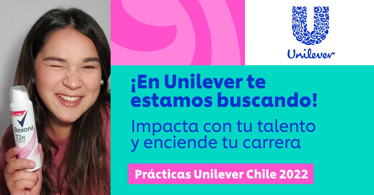 UnileverTalent's tweet photo. Yo soy Fernanda, practicante de Finanzas, y te invito a postularte al Programa de Prácticas Unilever Chile 2022.🇨🇱 
Enciende tu carrera transformando ideas en realidades, prepárate para el futuro y sé tú mismo.😉Aplica aquí👉https://t.co/NpjUysE7kx
#PrácticasChile #UnileverChile https://t.co/2eqmtTGDBY