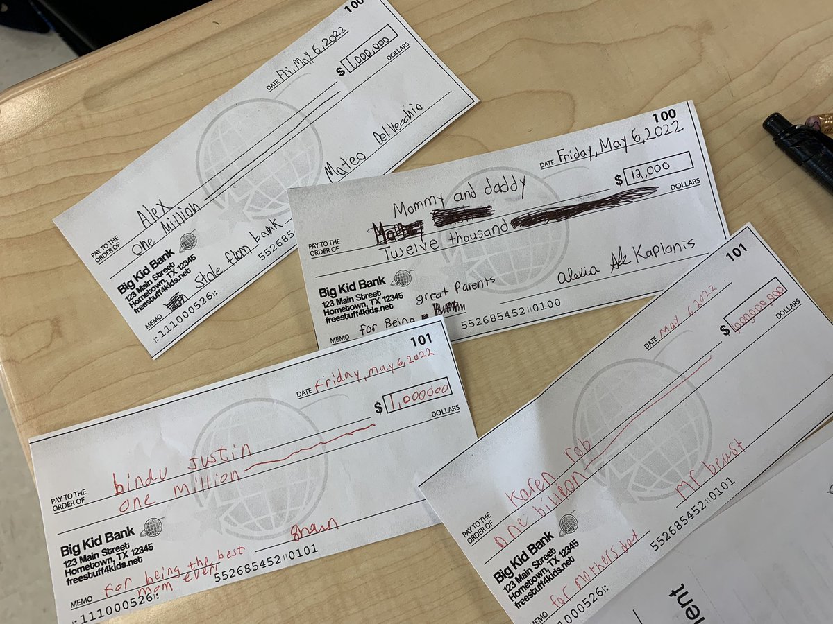 misshauzar's tweet photo. For #FunFriday today we played the price is right to introduce reasonably priced items! I was pleasantly surprised that my grade 4s were familiar with the show 😂 we also learned how to fill out a cheque! #chequeitout https://t.co/bdaIoCFCTA